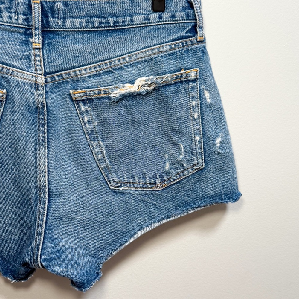 Agolde Parker denim shorts high rise distressed cutoff jean shorts western beach - Picture 11 of 12